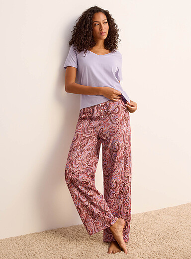 Miiyu Patterned Crimson Soothing tone pattern pyjama pant for women