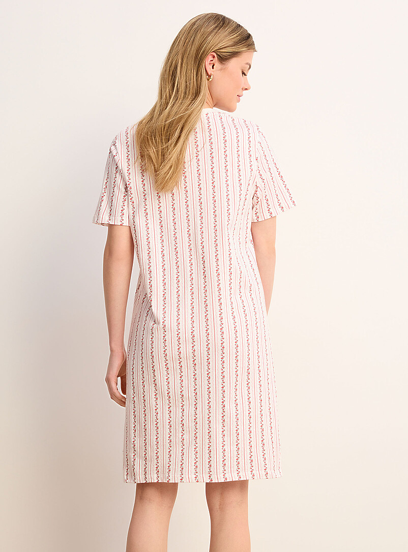 Miiyu: Le t-shirt de nuit col v coloris apaisant &Eacute;cru &agrave; motifs pour femme