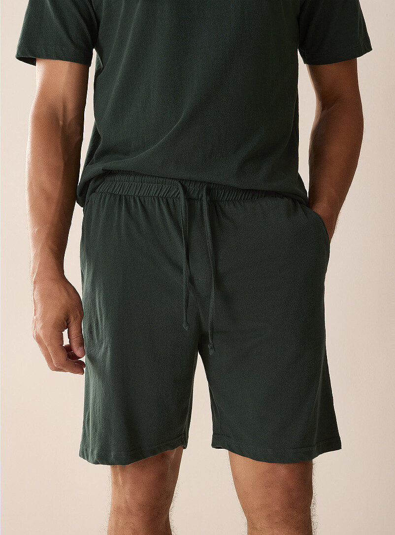 Le 31 Indigo/Dark Blue Brushed jersey pyjama short for men