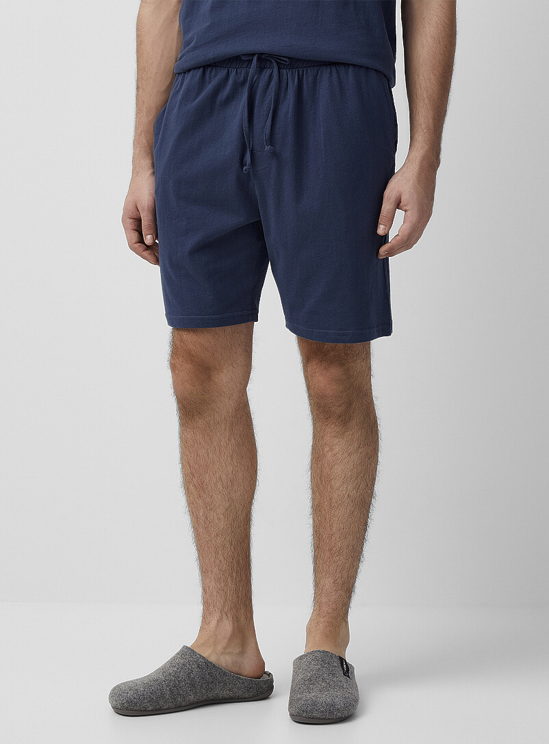 Le 31 Indigo/Dark Blue Brushed jersey pyjama short for men