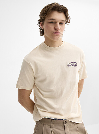 Fun embroidery faded T-shirt <b>Regular fit</b>