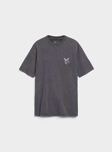 Fun embroidery faded T-shirt <b>Regular fit</b>