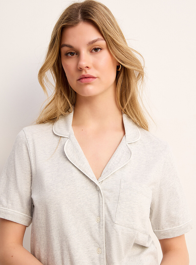 Miiyu: L'ensemble pyjama lis&eacute;r&eacute; tout confort &Eacute;cru &agrave; motifs pour femme