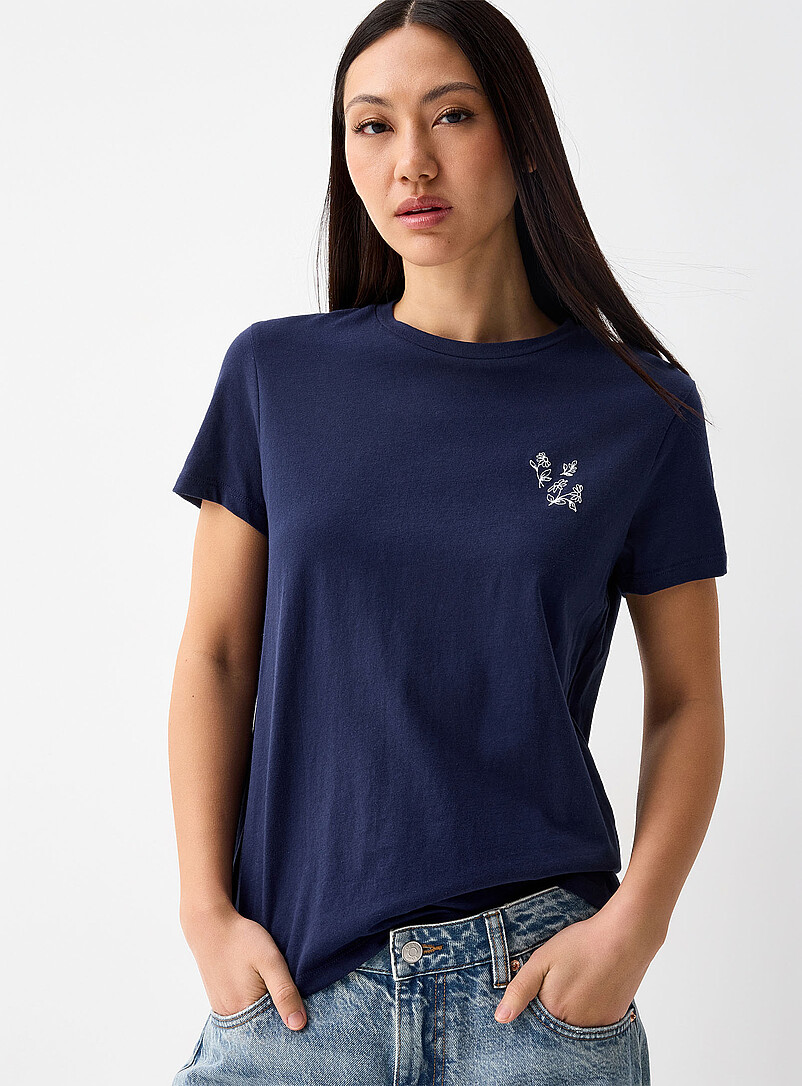 Twik: Le t-shirt petite broderie <b>Coupe d&eacute;contract&eacute;e</b> Vert olive pour femme