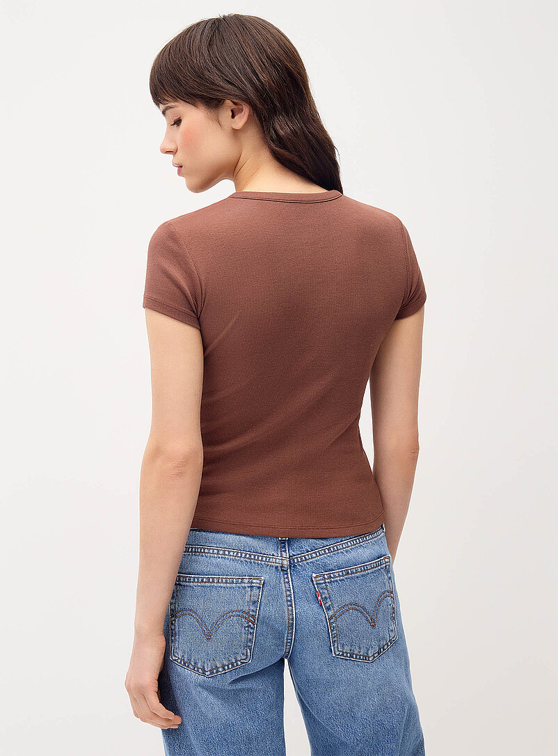 Twik White Finely ribbed button-up T-shirt for women