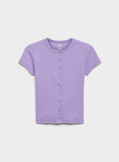 Twik Hazelnut Finely ribbed button-up T-shirt for women