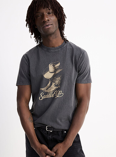 Le t-shirt jersey d&eacute;lav&eacute; imprim&eacute; <b>Coupe standard</b>