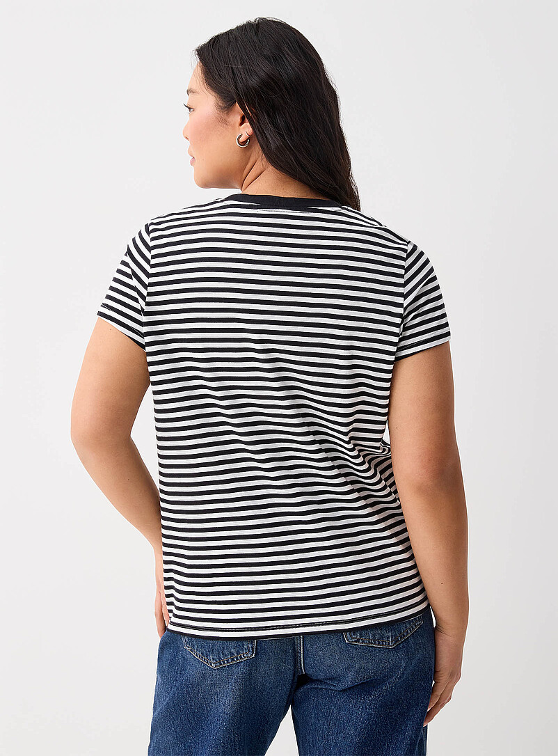 Twik Mint/Pistachio Green Small embroidery striped T-shirt <b>Relaxed fit</b> for women