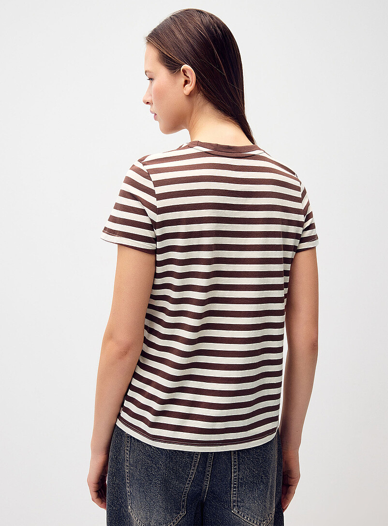 Twik Mint/Pistachio Green Small embroidery striped T-shirt <b>Relaxed fit</b> for women