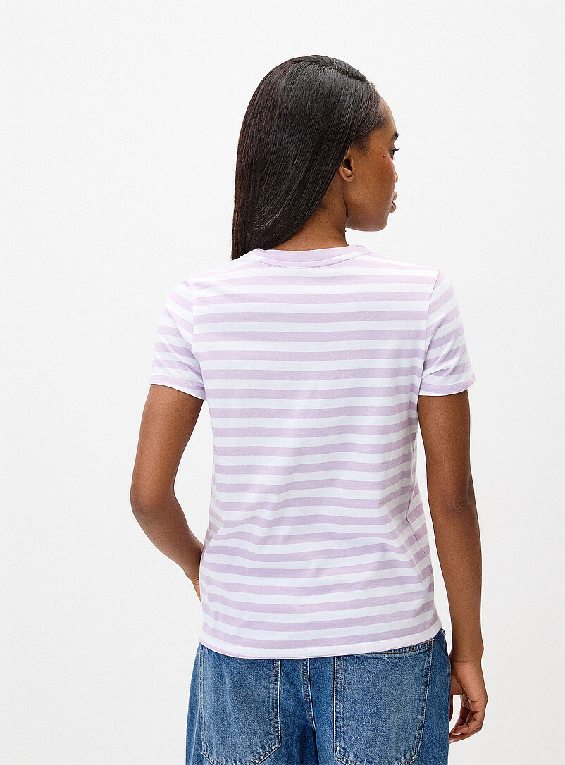 Twik: Le t-shirt ray&eacute; petite broderie <b>Coupe d&eacute;contract&eacute;e</b> Vert pistache - Menthe pour femme