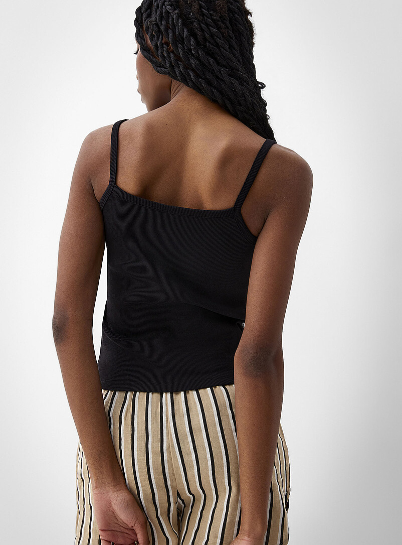 Ic&ocirc;ne: La camisole &eacute;court&eacute;e fines c&ocirc;tes Noir pour femme