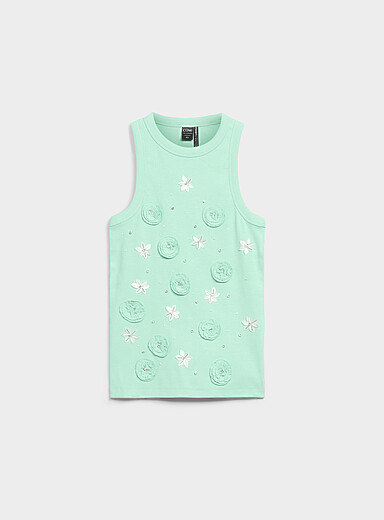 La camisole cristaux et fleurs relief