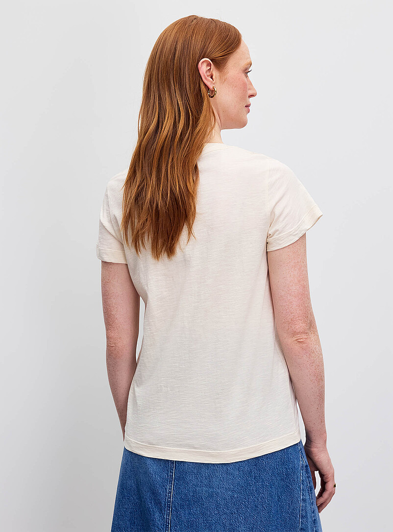 Contemporaine: Le t-shirt flamm&eacute; imprim&eacute; pur coton &Eacute;cru - Lin pour femme