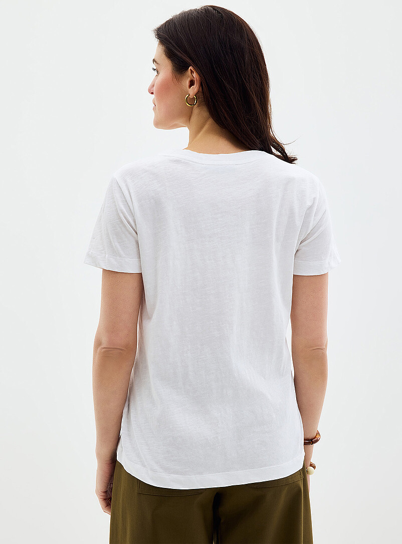 Contemporaine: Le t-shirt flamm&eacute; imprim&eacute; pur coton &Eacute;cru - Lin pour femme