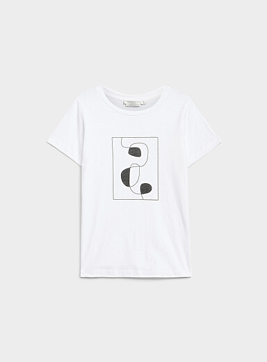 Printed pure cotton slub T-shirt