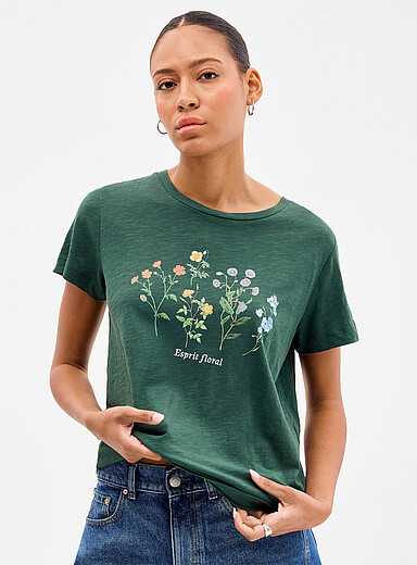 Le t-shirt flamm&eacute; imprim&eacute; pur coton