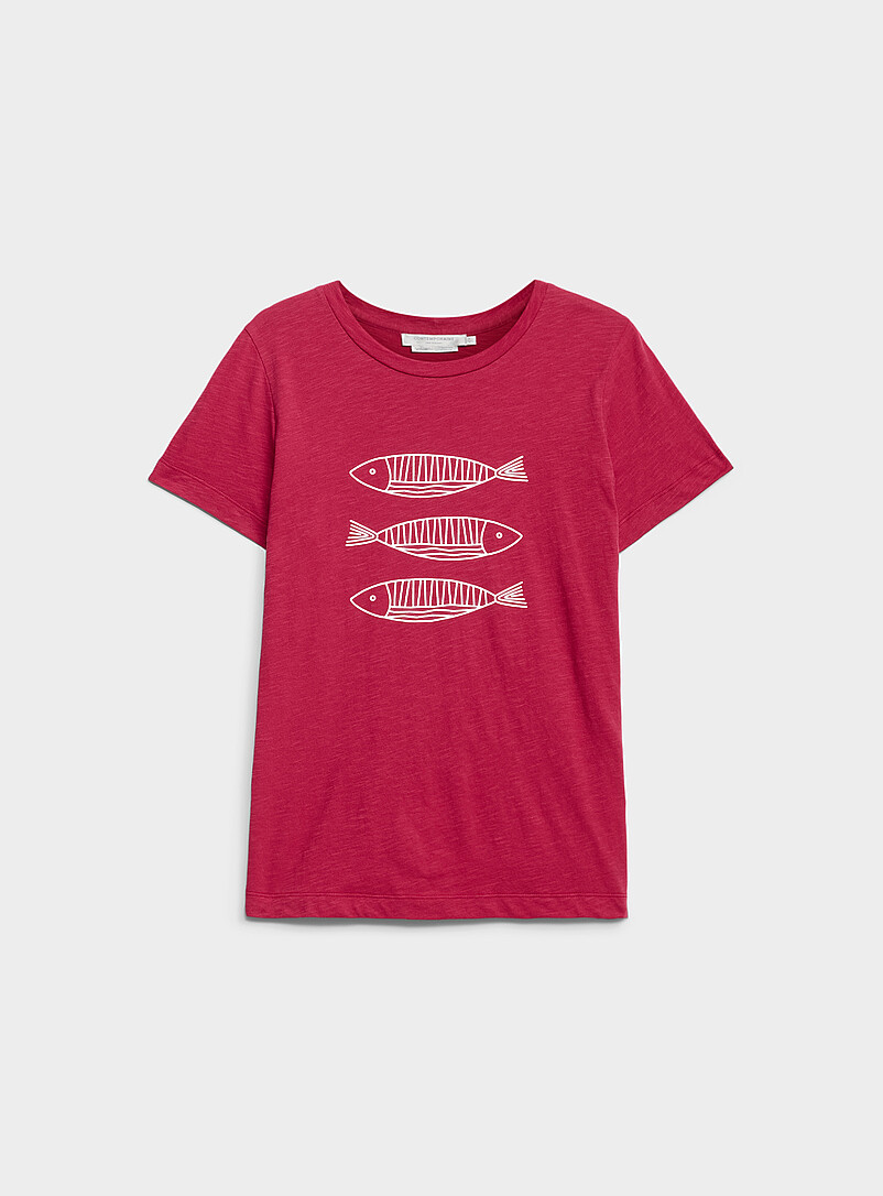 Contemporaine: Le t-shirt flamm&eacute; imprim&eacute; pur coton &Eacute;cru - Lin pour femme