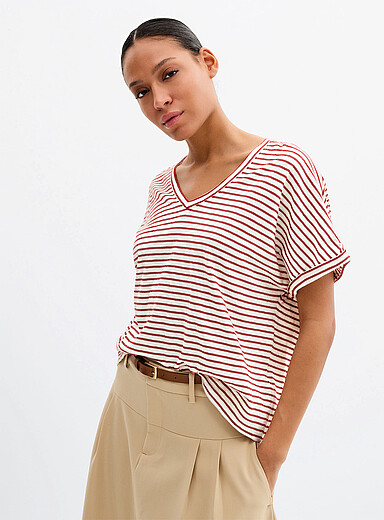 Le t-shirt ray&eacute; mancherons coton bio