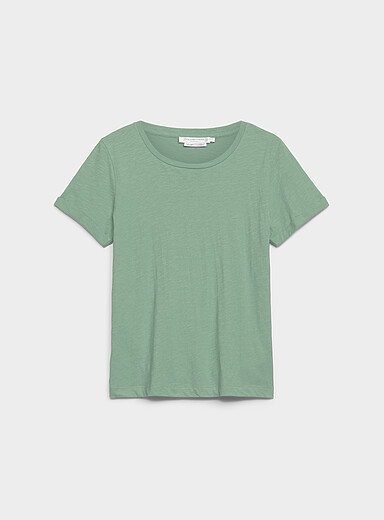 Contemporaine: Le t-shirt coton bio manches revers Vert irlandais - &Eacute;meraude pour femme