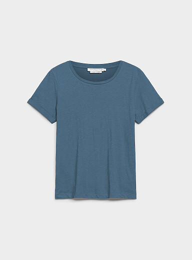 Contemporaine: Le t-shirt coton bio manches revers Sarcelle - Turquoise pour femme