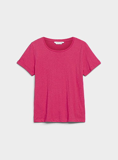 Cuffed-sleeve organic cotton T-shirt