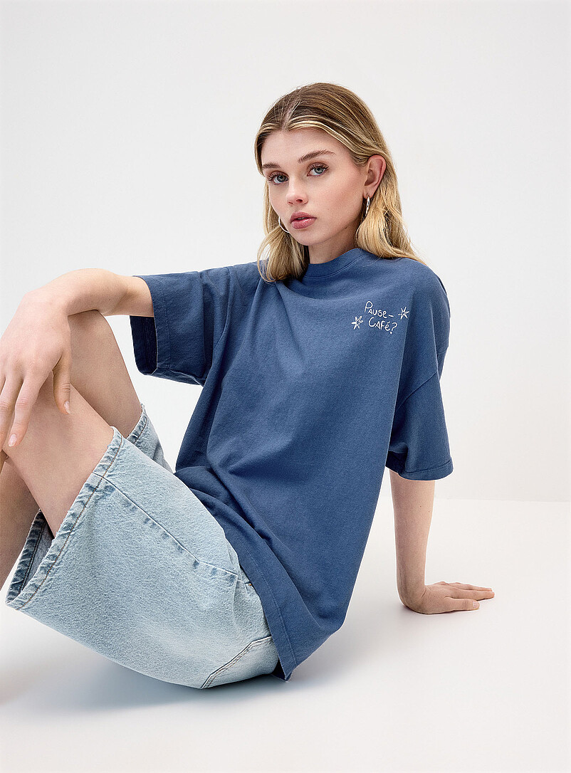 Twik Matcha Printed washed T-shirt <b>Oversized fit</b> for women