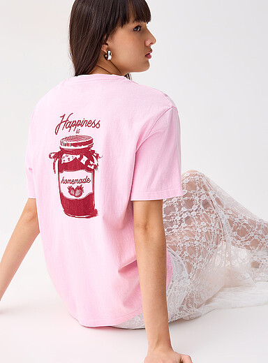 Twik: Le t-shirt d&eacute;lav&eacute; imprim&eacute; <b>Coupe ample</b> Marmelade pour femme