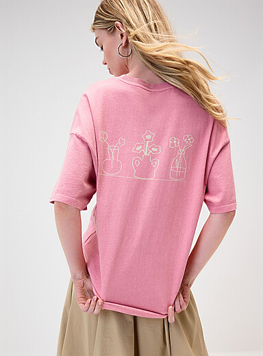 Twik Sand Printed washed T-shirt <b>Oversized fit</b> for women
