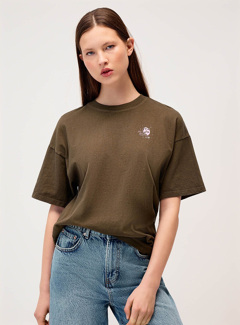 Twik Matcha Printed washed T-shirt <b>Oversized fit</b> for women