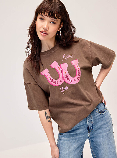 Twik Lucky Graphic washed T-shirt <b>Oversized fit</b> for women