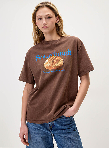 Le t-shirt d&eacute;lav&eacute; imprim&eacute; <b>Coupe ample</b>