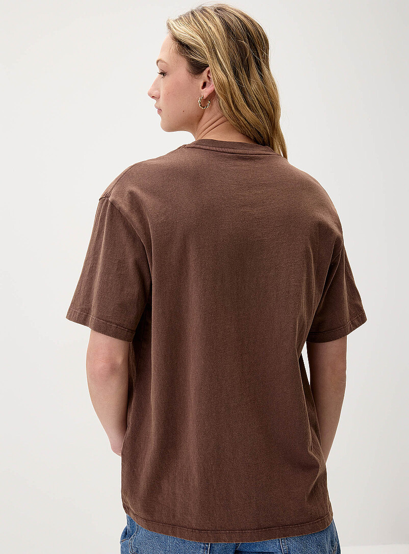 Twik: Le t-shirt d&eacute;lav&eacute; imprim&eacute; <b>Coupe ample</b> Matcha pour femme