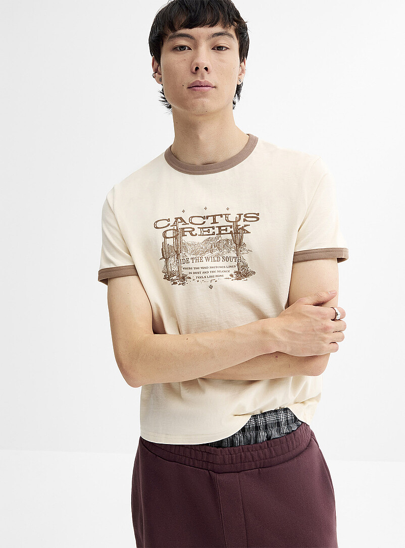 Djab: Le t-shirt lis&eacute;r&eacute; graphique <b>Coupe r&eacute;tro</b> Western pour homme