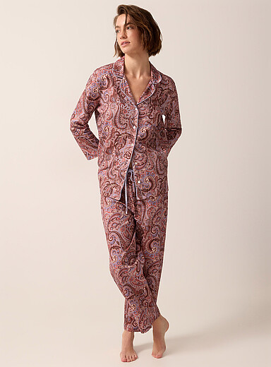 Miiyu: L'ensemble pyjama lis&eacute;r&eacute; jersey confort Pourpre &agrave; motifs pour femme