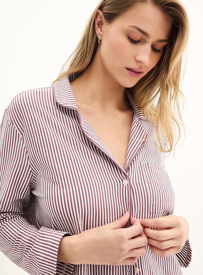 Miiyu: L'ensemble pyjama lis&eacute;r&eacute; jersey confort Mauve pour femme