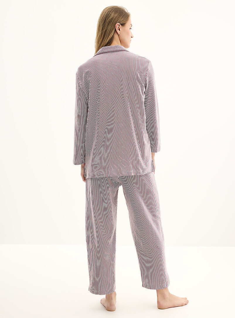 Miiyu Mauve Comfortable trimmed pyjama set for women