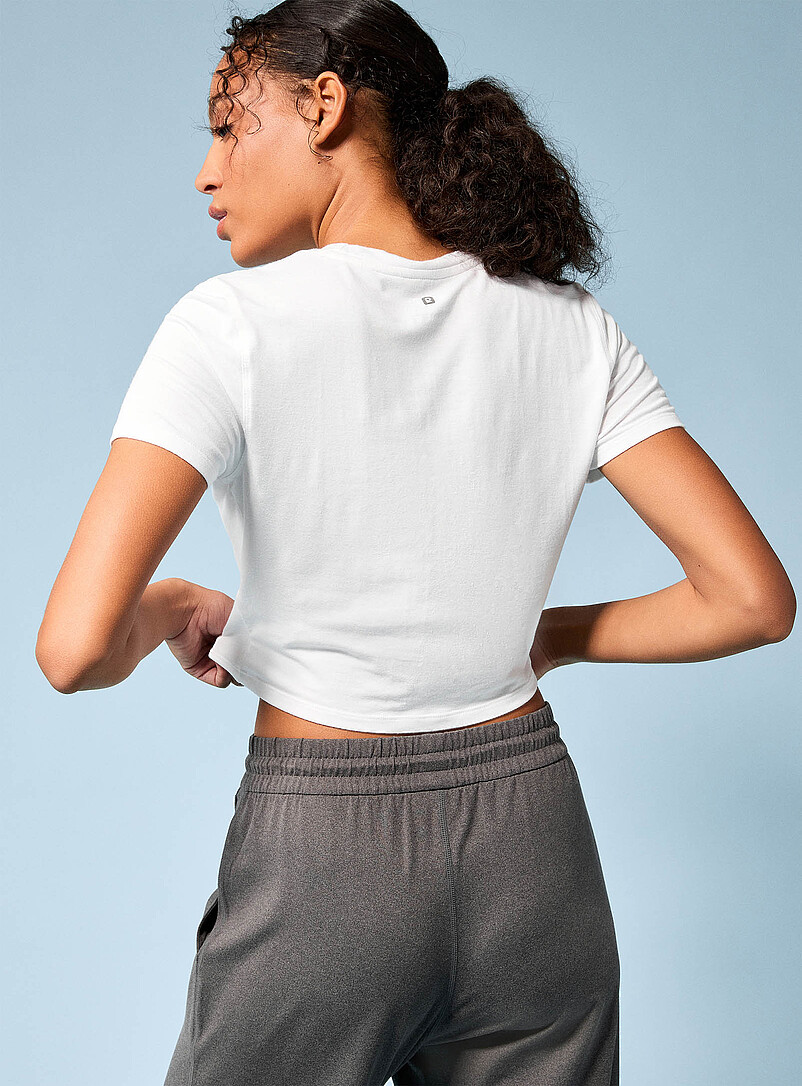 I.FIV5: Le t-shirt carr&eacute; raccourci jersey rebondissant Blanc pour femme