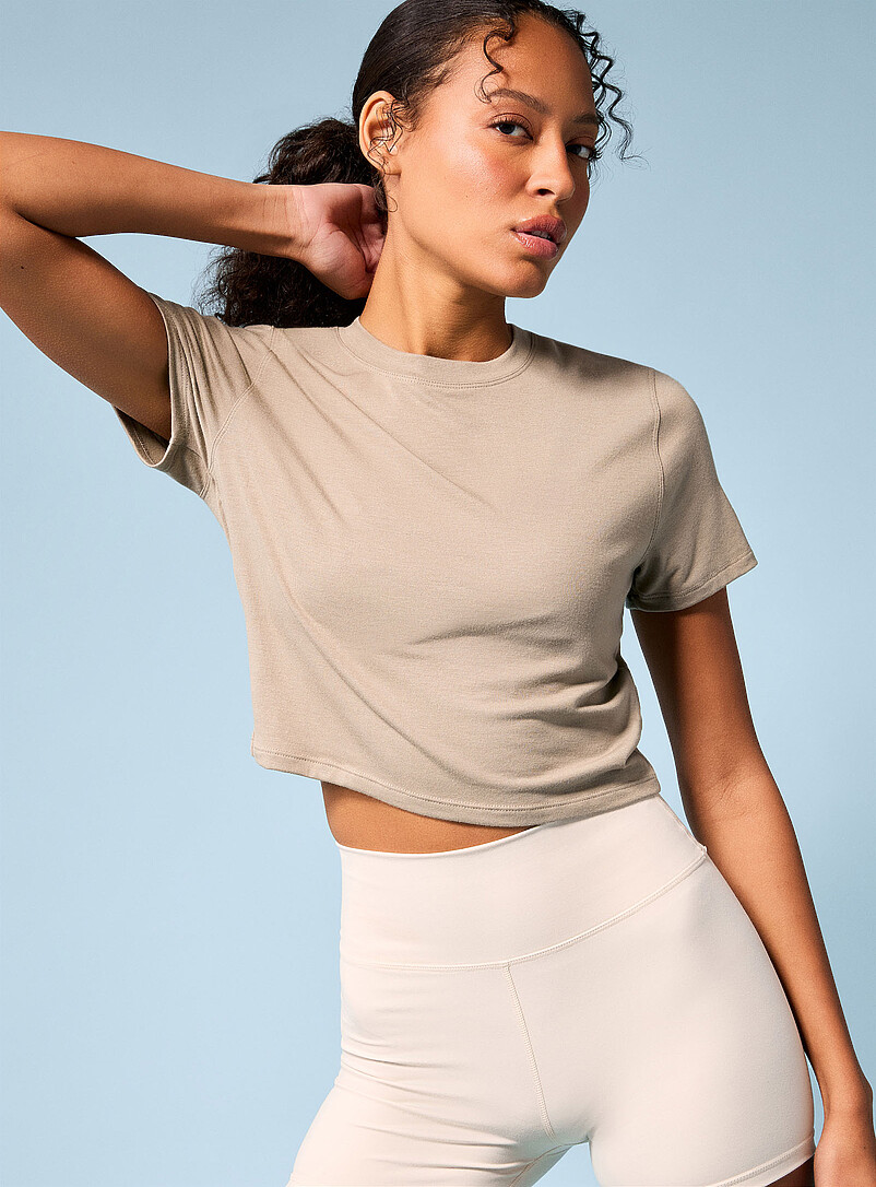 I.FIV5: Le t-shirt carr&eacute; raccourci jersey rebondissant Blanc pour femme
