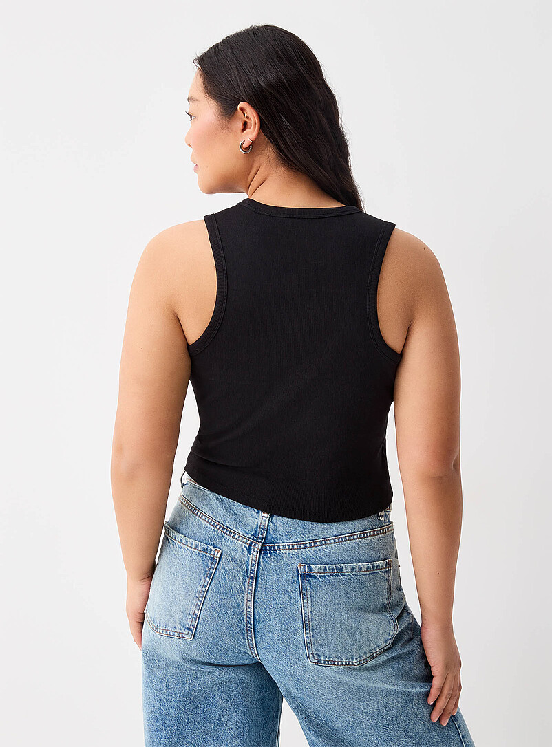 Twik: La camisole c&ocirc;tel&eacute;e unie courte Sarcelle - Turquoise pour femme
