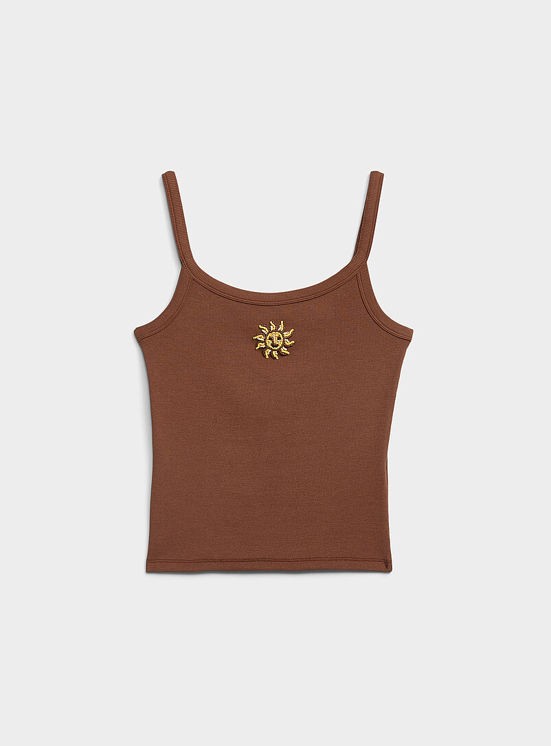 Twik Black Beaded image scoop-neck cami for women
