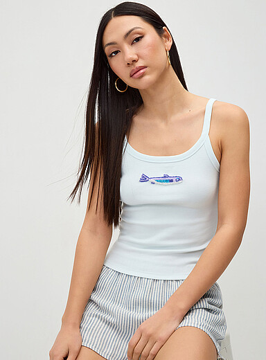 Beaded image scoop-neck cami