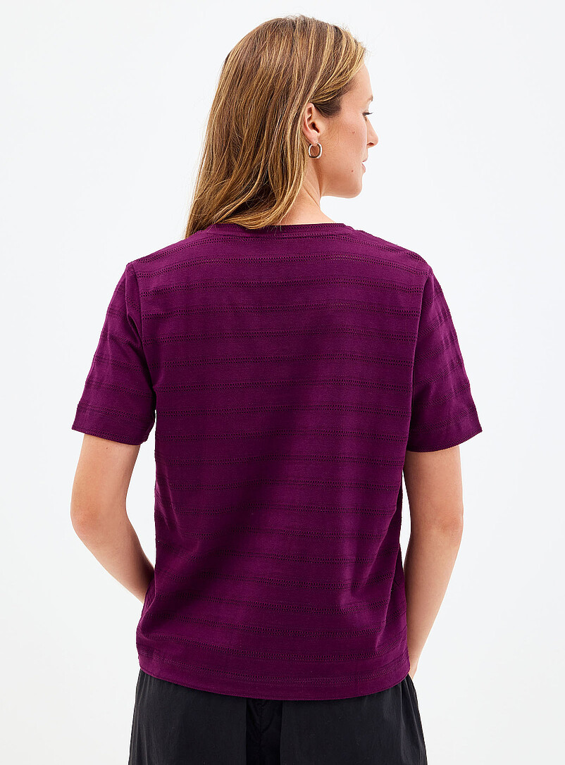 Contemporaine Brown Pointelle pattern pure organic cotton T-shirt for women