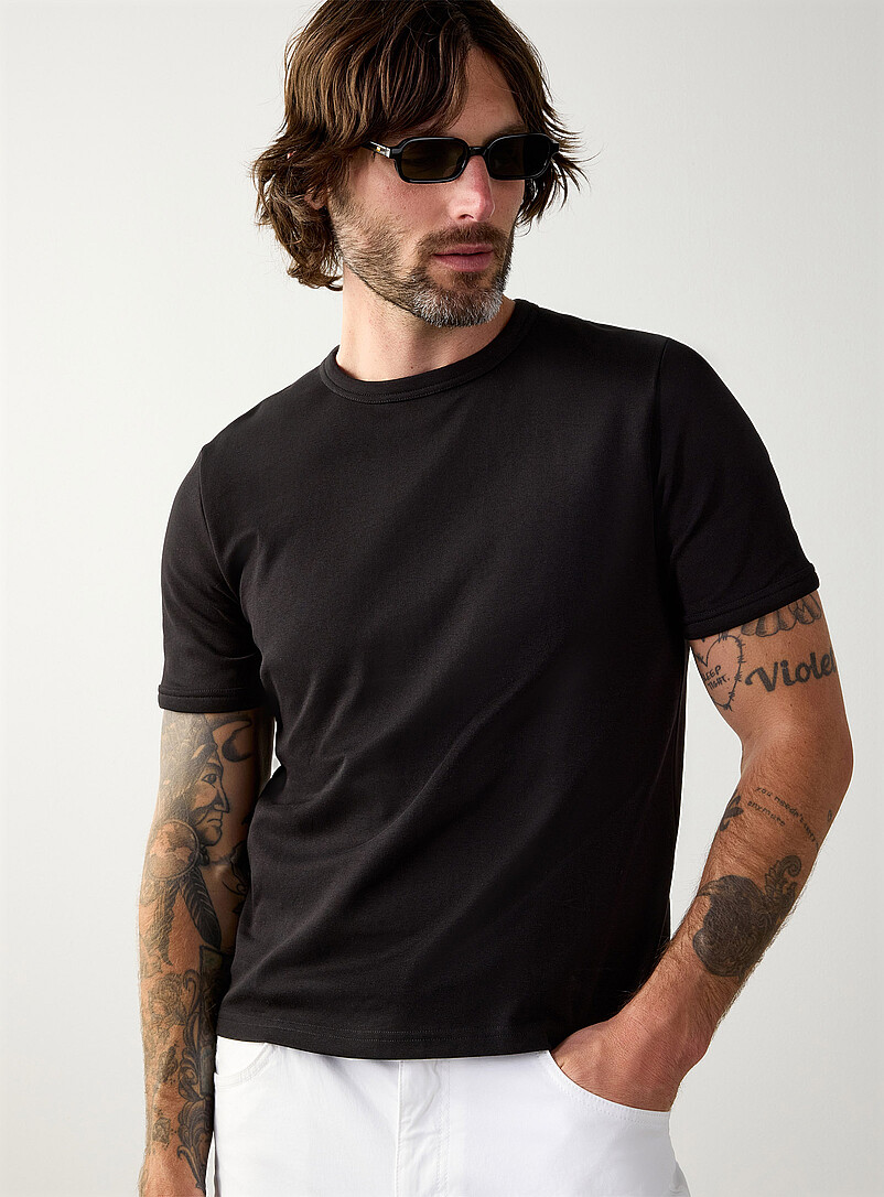 Le 31: Le t-shirt bords contraste <b>Coupe r&eacute;tro</b> Vert pour homme