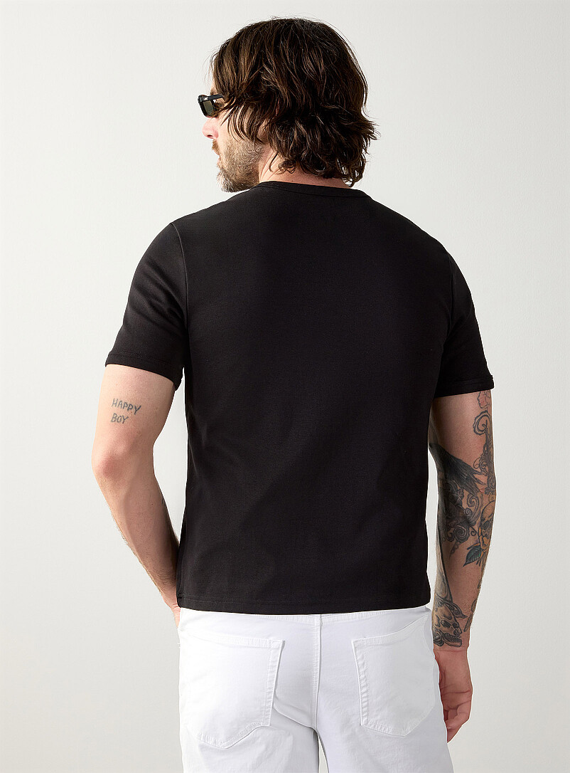 Le 31: Le t-shirt bords contraste <b>Coupe r&eacute;tro</b> Vert pour homme