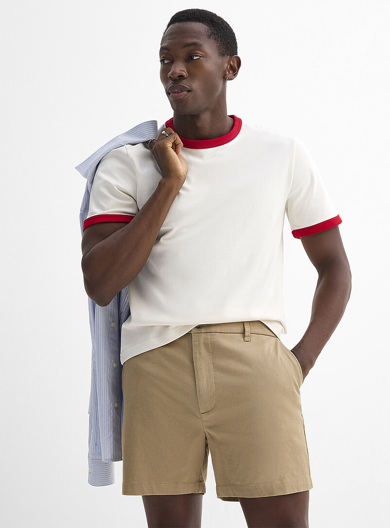 Le 31: Le t-shirt bords contraste <b>Coupe r&eacute;tro</b> Vert pour homme
