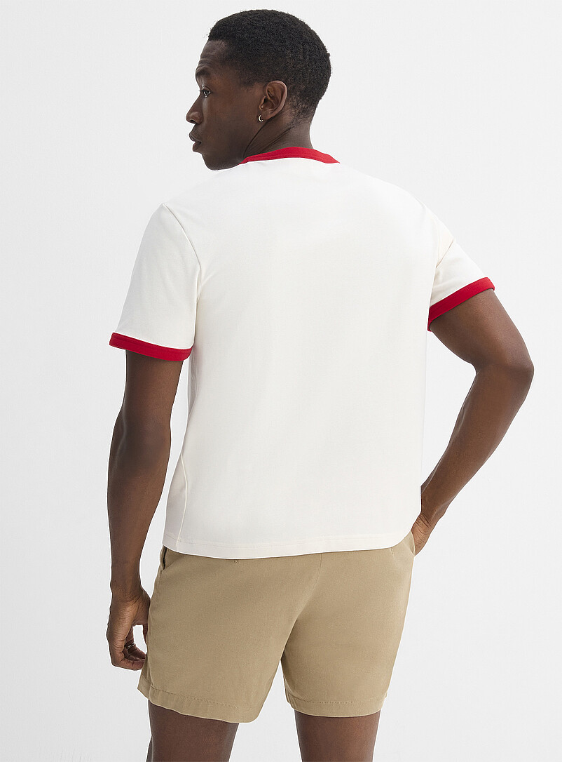 Le 31: Le t-shirt bords contraste <b>Coupe r&eacute;tro</b> Vert pour homme