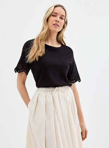 Le t-shirt flamm&eacute; broderie anglaise coton bio