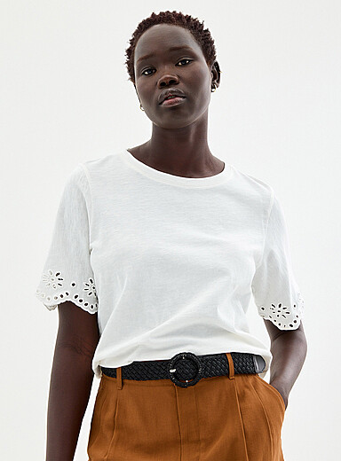 Le t-shirt flamm&eacute; broderie anglaise coton bio