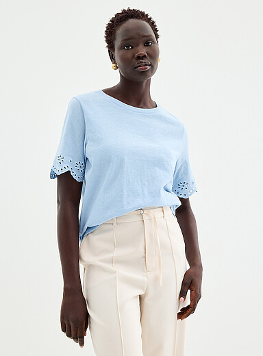 Le t-shirt flamm&eacute; broderie anglaise coton bio