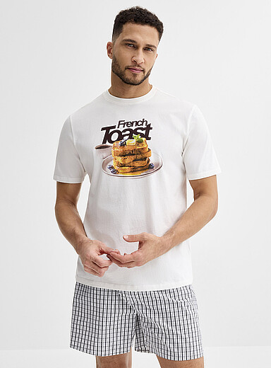 Le 31: Le t-shirt imprim&eacute; petit-d&eacute;jeuner &Eacute;cru &agrave; motifs pour homme